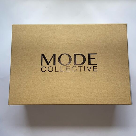 Mode Collective Lily White Grey Nappa Leather Caged Block Heeled Slip On Sandals - Picture 12 of 14